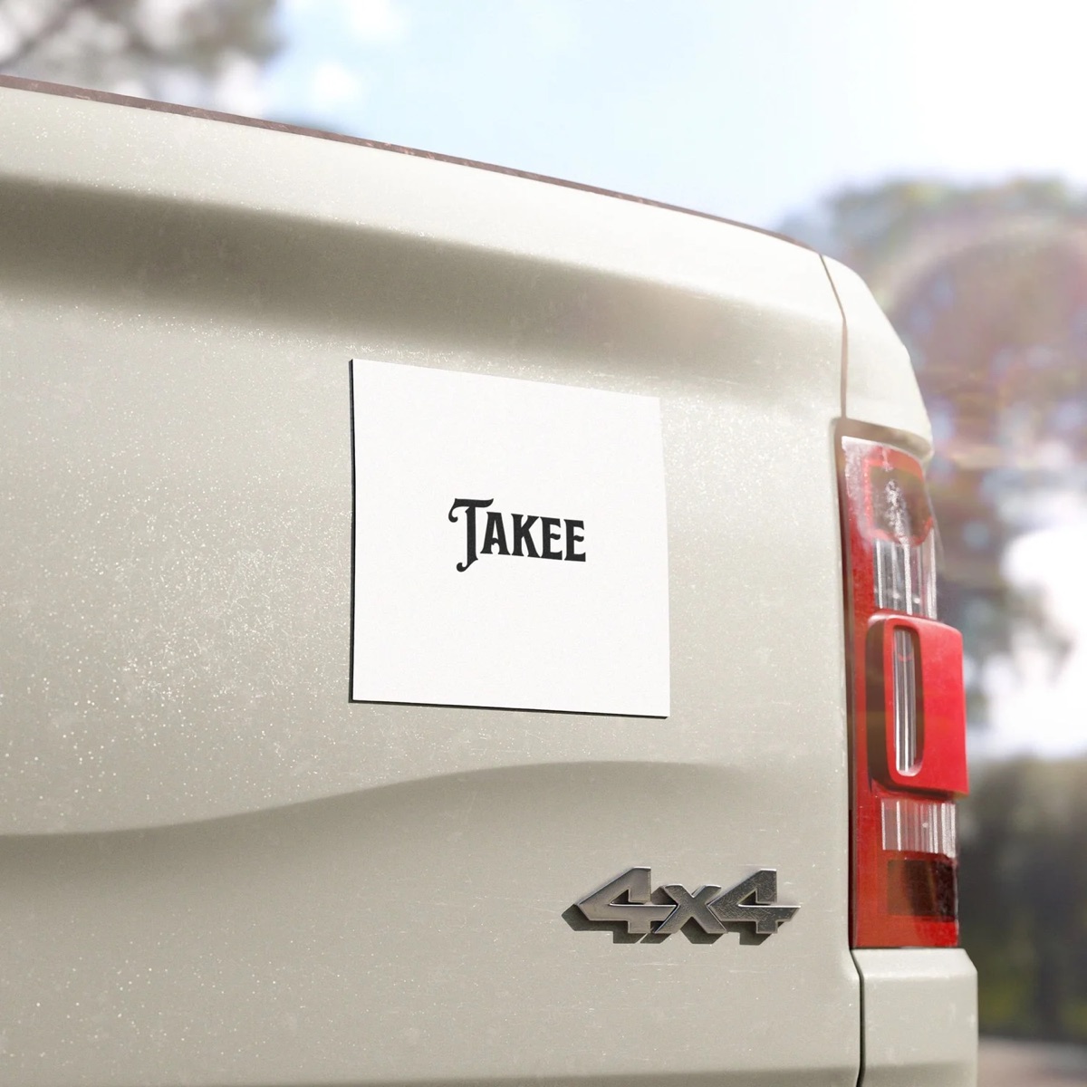 Takee vintage script car magnet